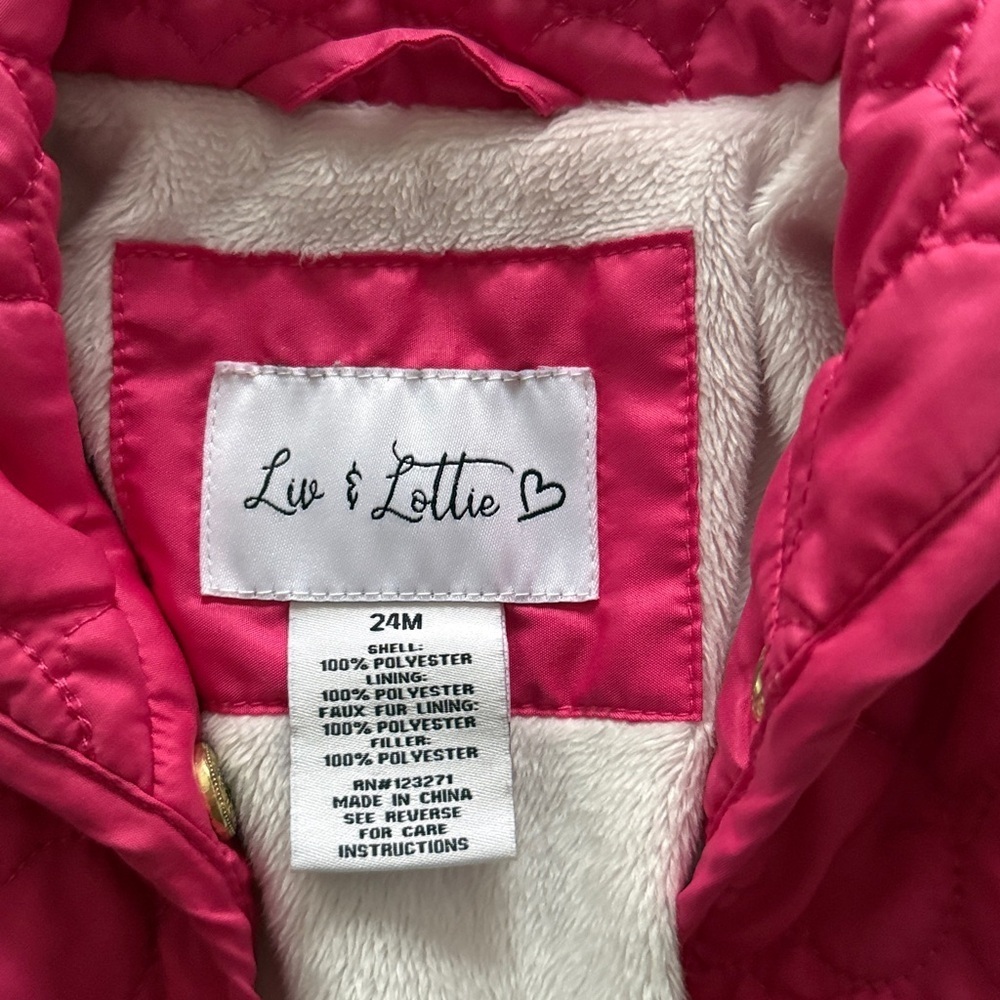 Liv & Lottie Pink Quilted Jacket Coat Toddler Girl 2T - Picture 3 of 6